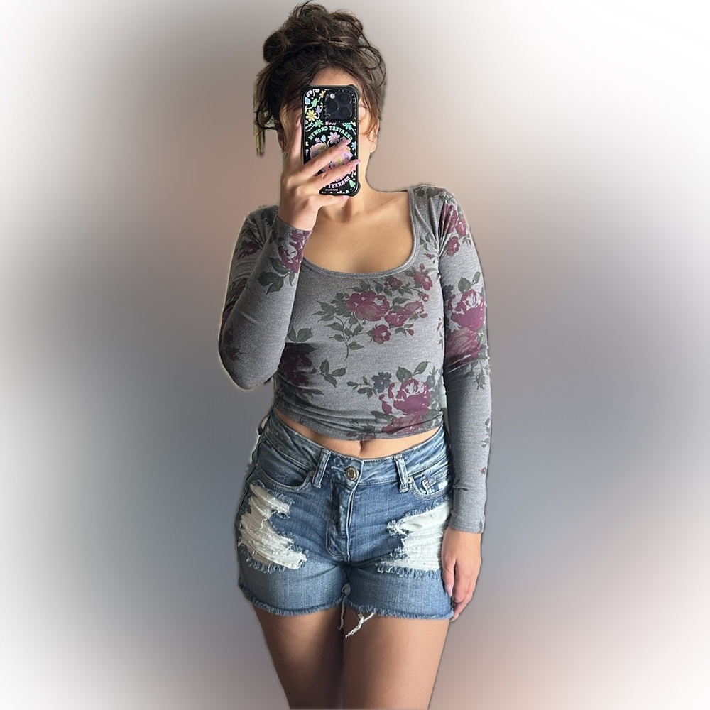 Cropped Floral Long Sleeve